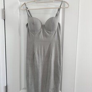 MISSGUIDED Grey Faux Suede Midi Dress: Size US 6